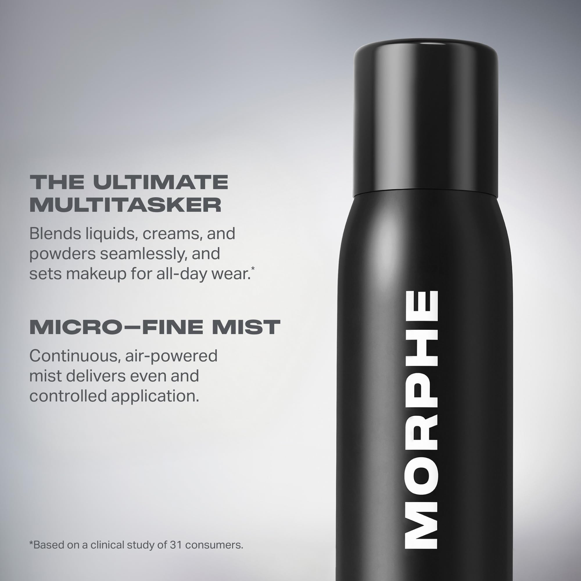 MORPHE nozzle close-up highlighting micro-fine continuous spray precision