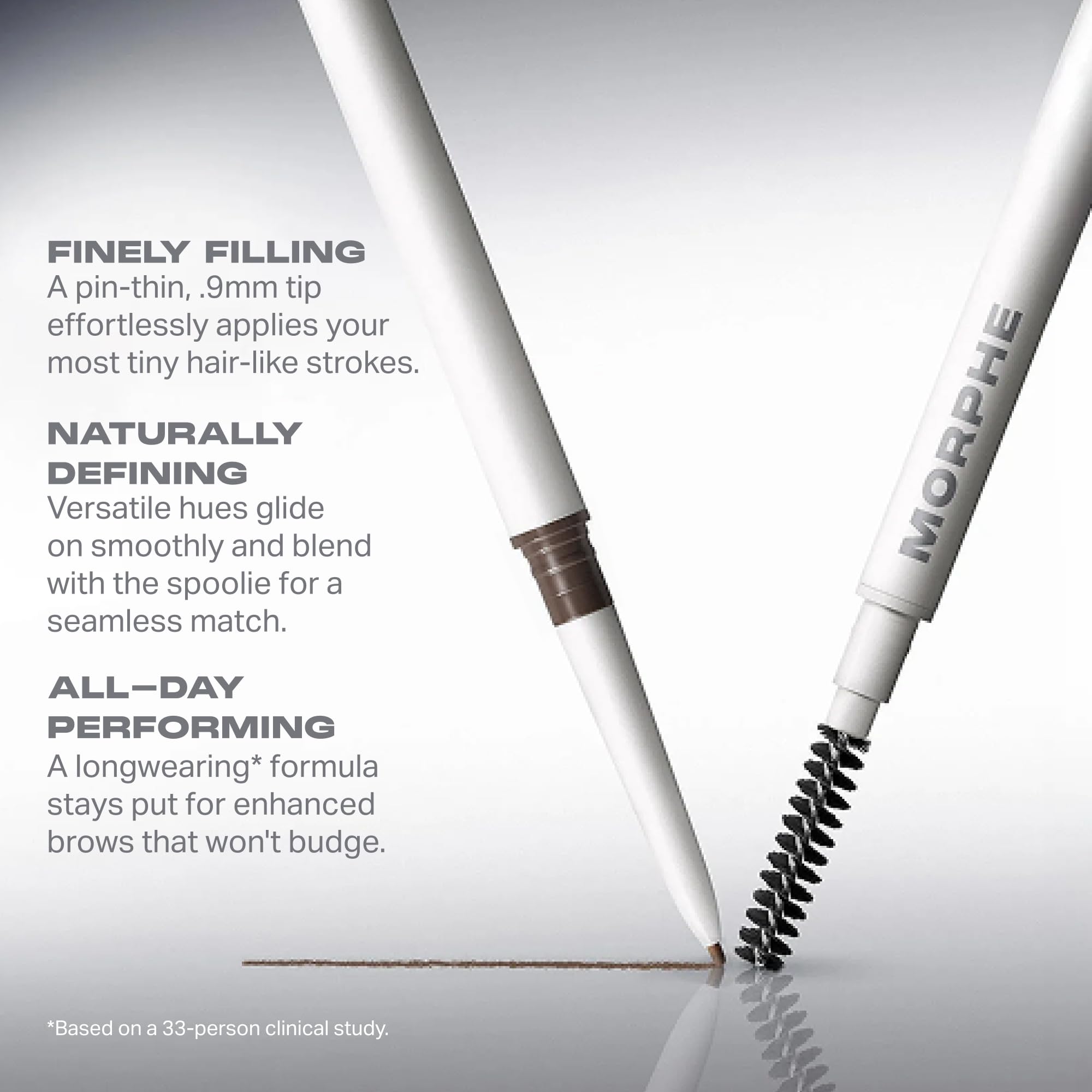 MORPHE spoolie brush detail, blends pigment for natural finish