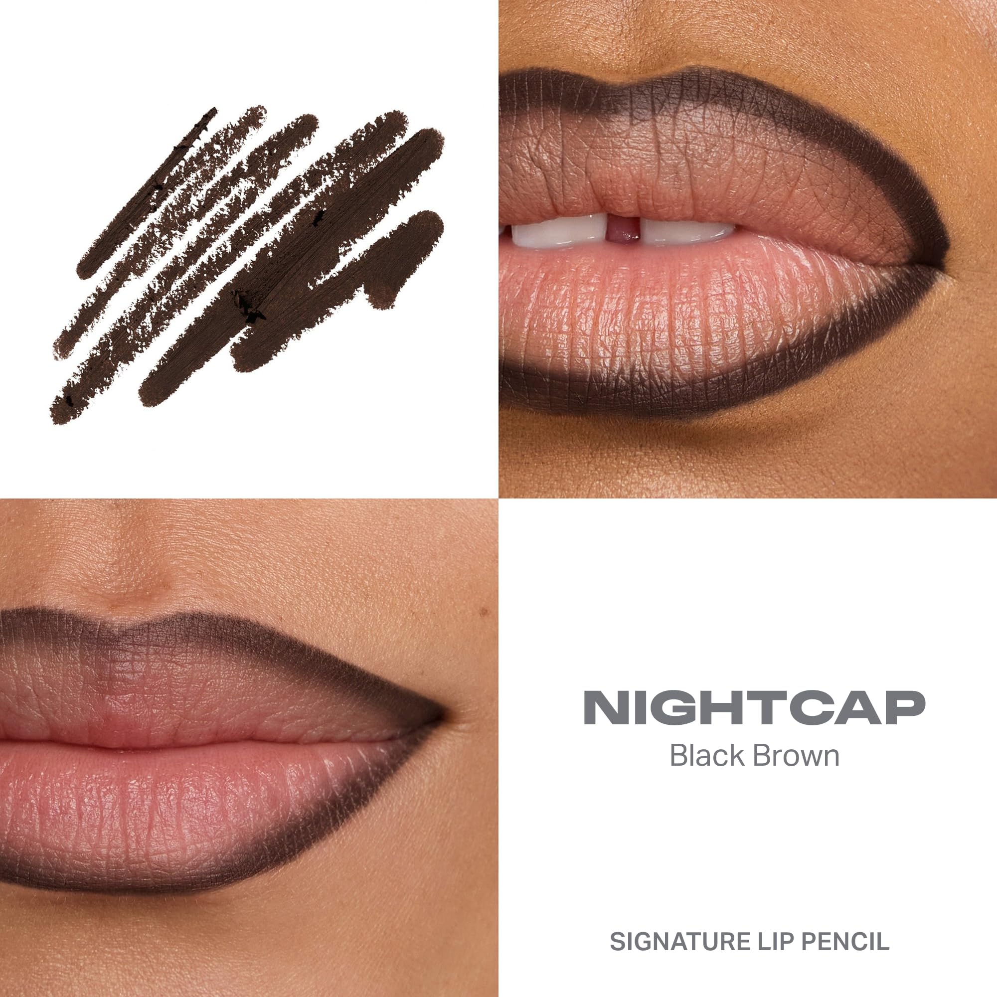 MORPHE pencil tip close-up showing creamy Nightcap texture for smooth glide
