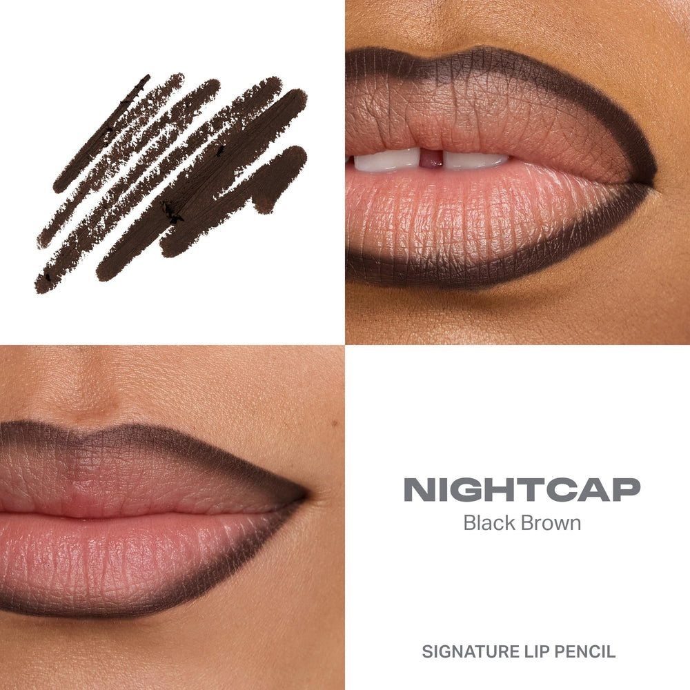 MORPHE pencil tip close-up showing creamy Nightcap texture for smooth glide
