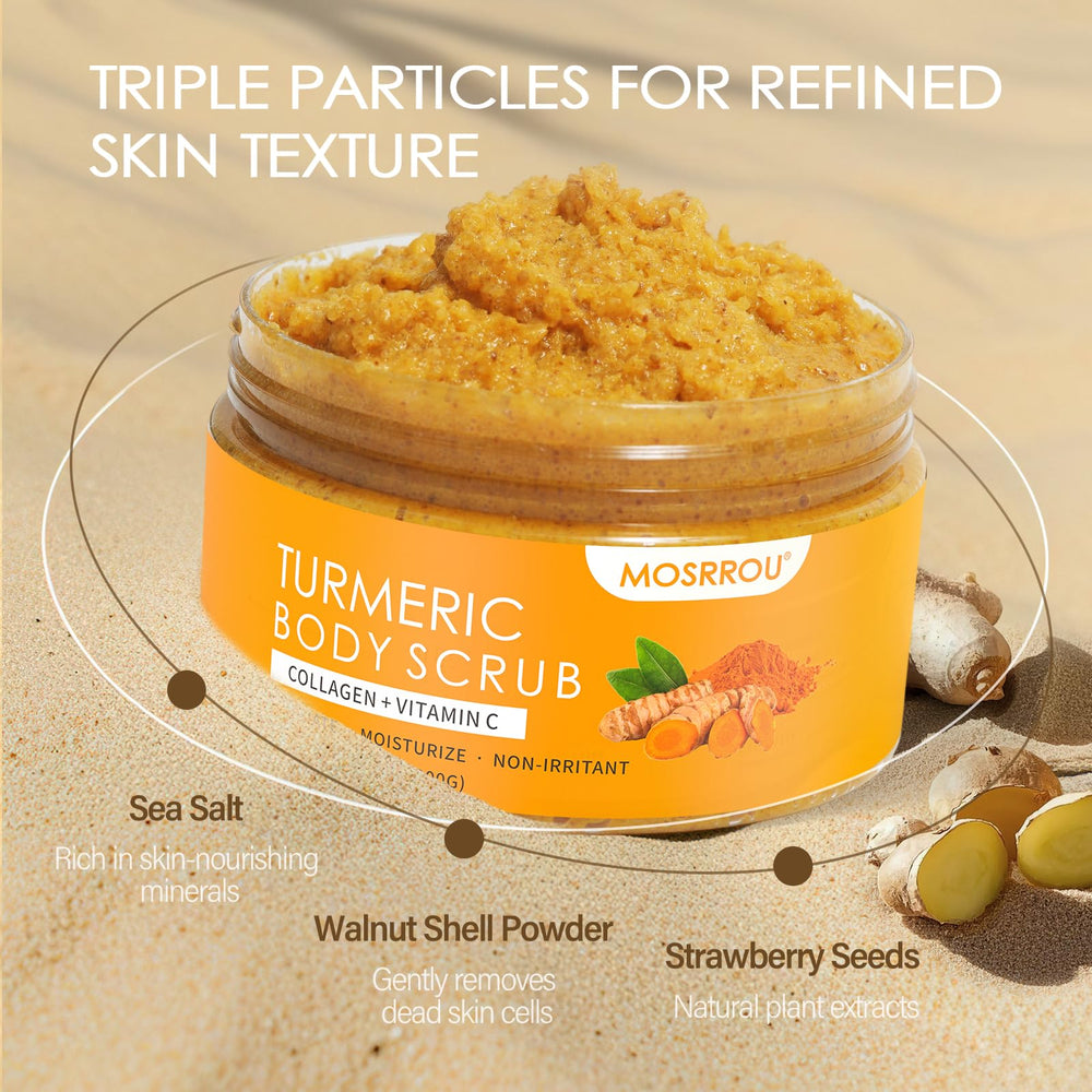 MOSRROU applied with loofah showing efficient exfoliation and smoother skin