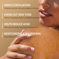 MOSRROU creamy scrub texture close-up illustrating gentle exfoliation benefits