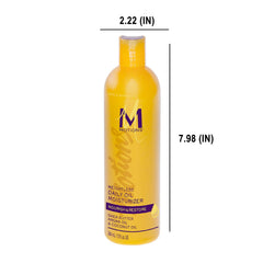 Motions being applied to mid-lengths and ends showing improved softness and detangling benefit
