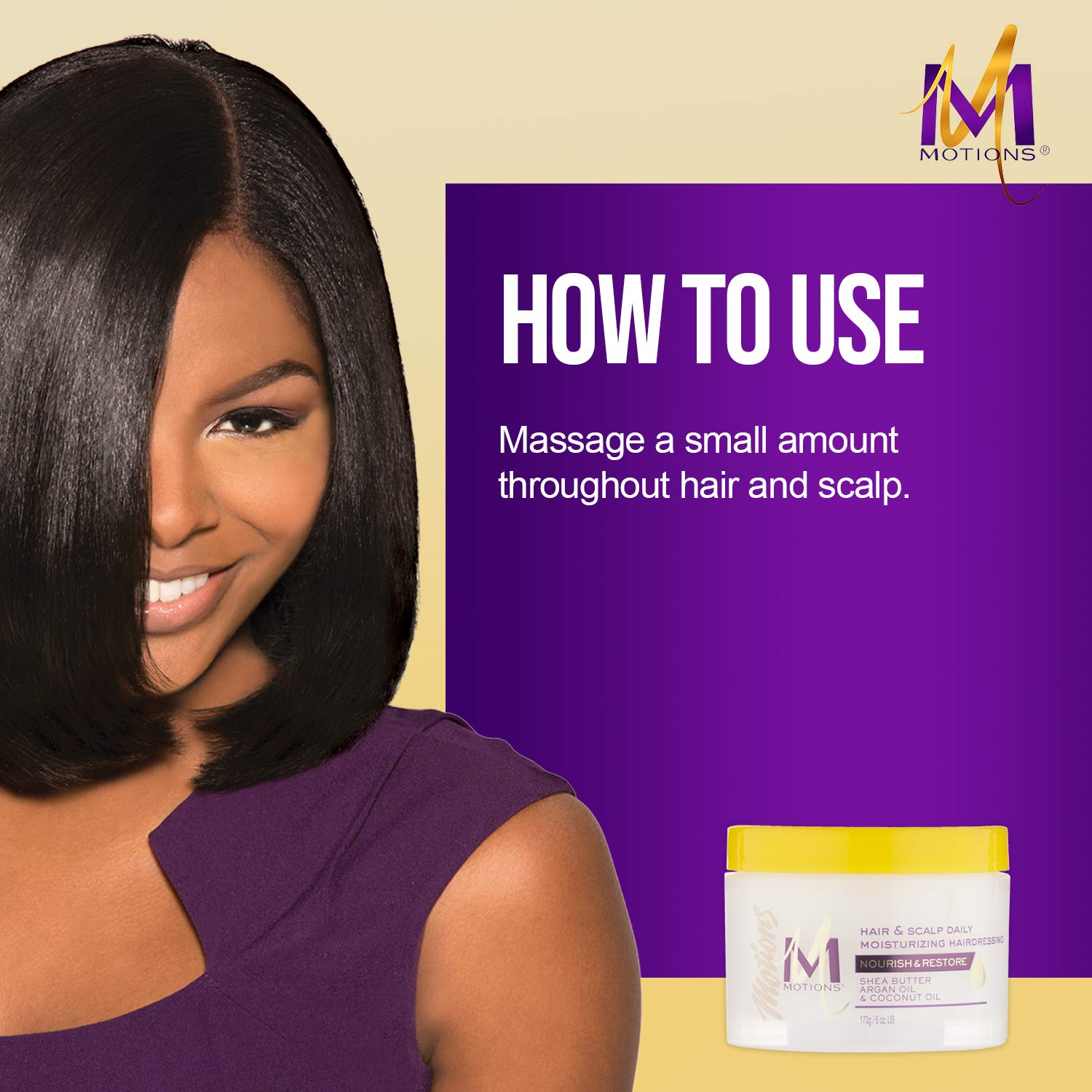 Motions before and after hair showing improved smoothness and manageability