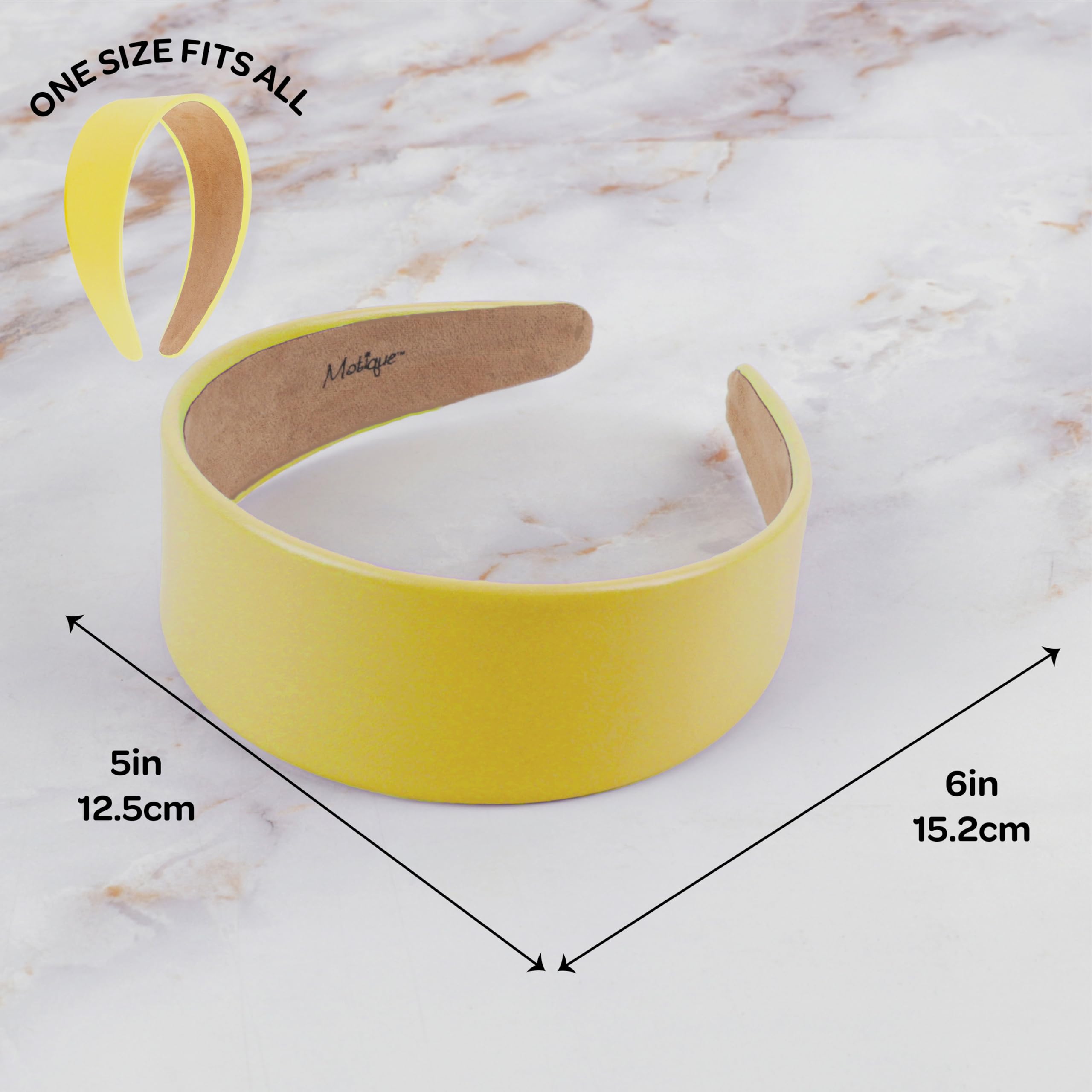 Motique Accessories headband next to ruler for size comparison showing 2-inch width clarity