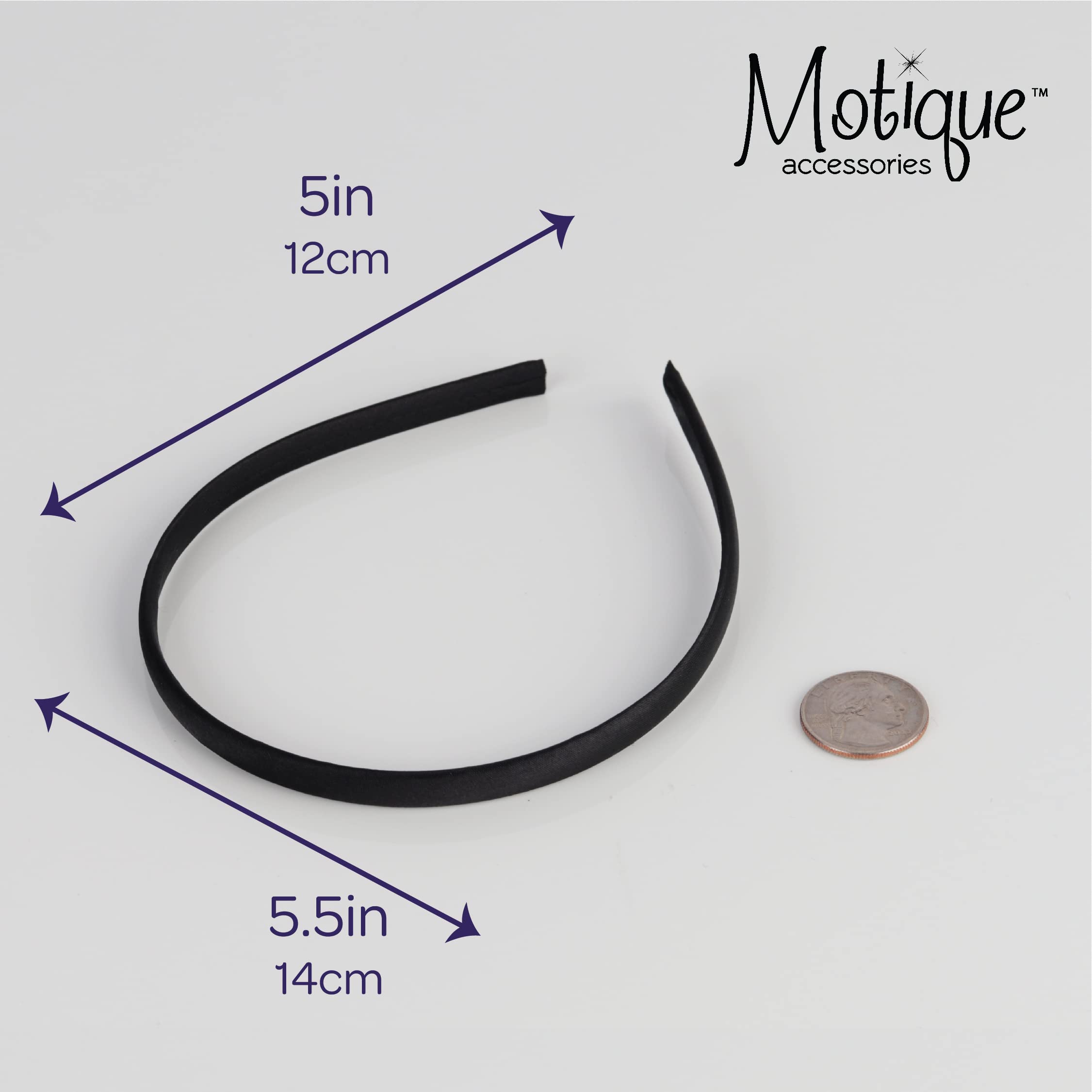 Motique Accessories four matching black headbands laid flat indicating set variety and everyday use