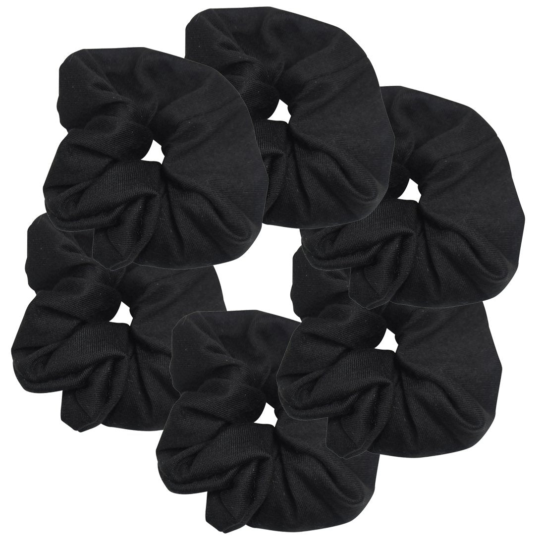 Motique Accessories front package view showing six black scrunchies and organized storage benefit