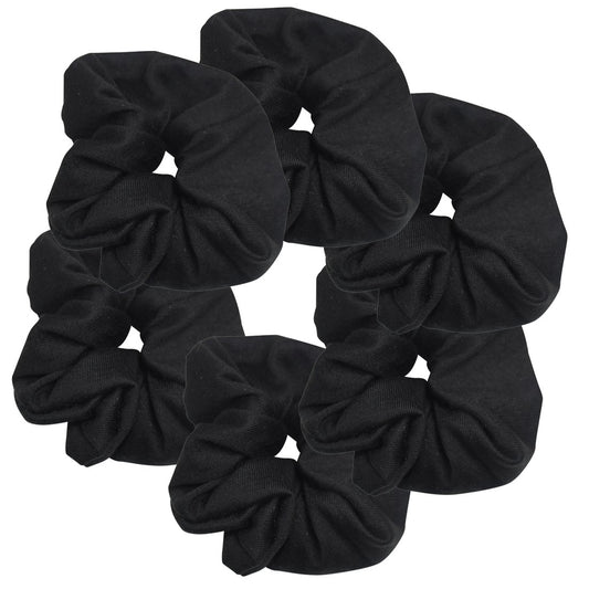 Motique Accessories front package view showing six black scrunchies and organized storage benefit