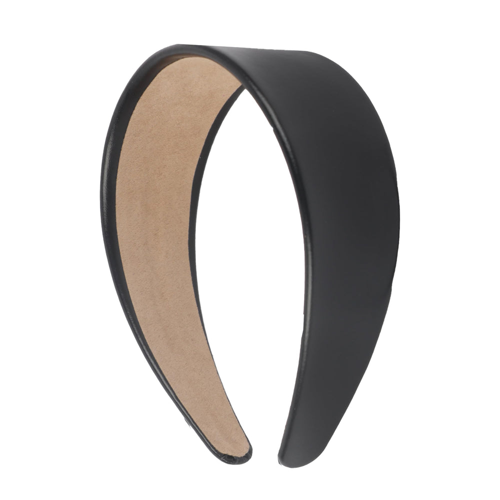 Motique Accessories front view black headband shows sleek style and polished finish
