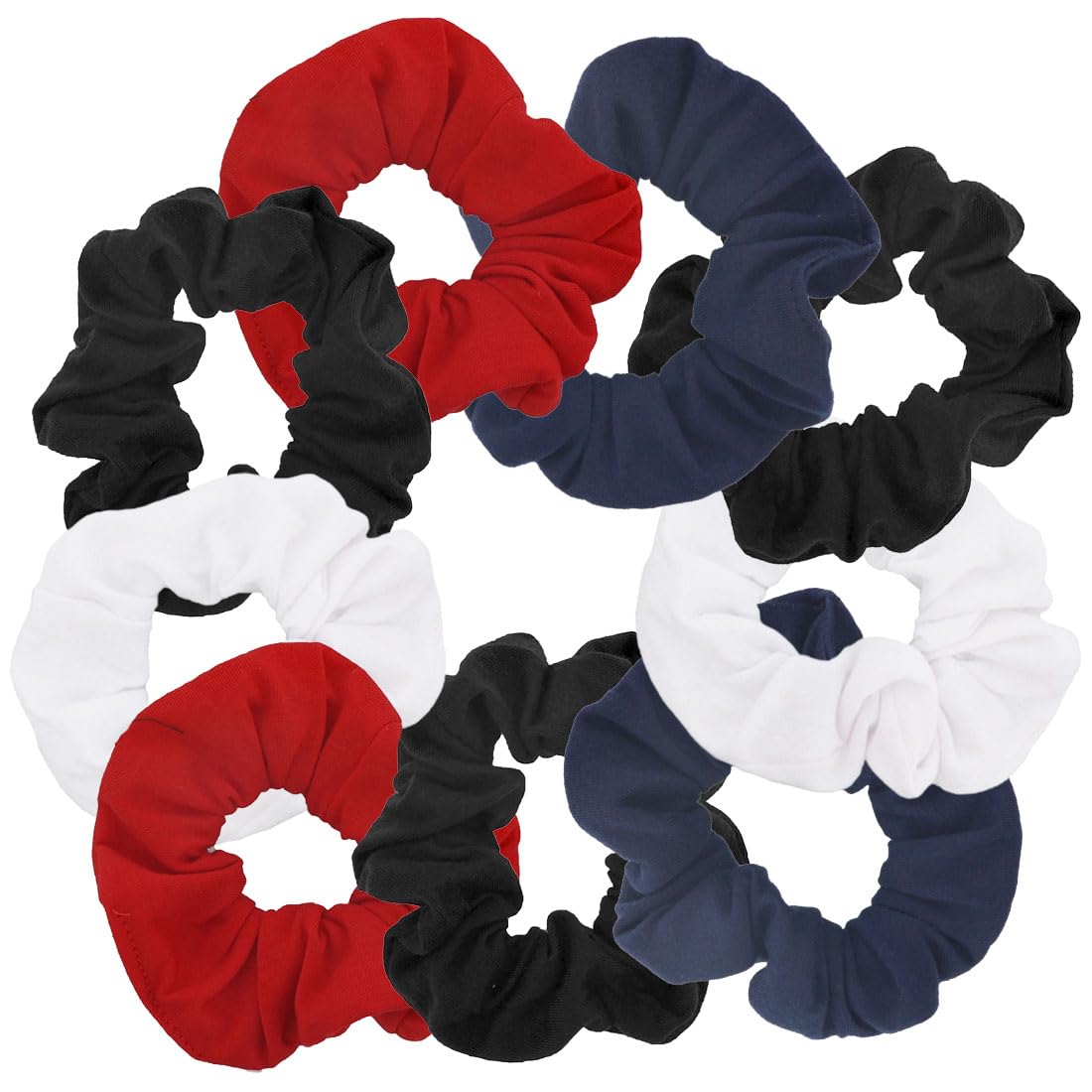 motique accessories front packaging showing nine assorted scrunchies and variety