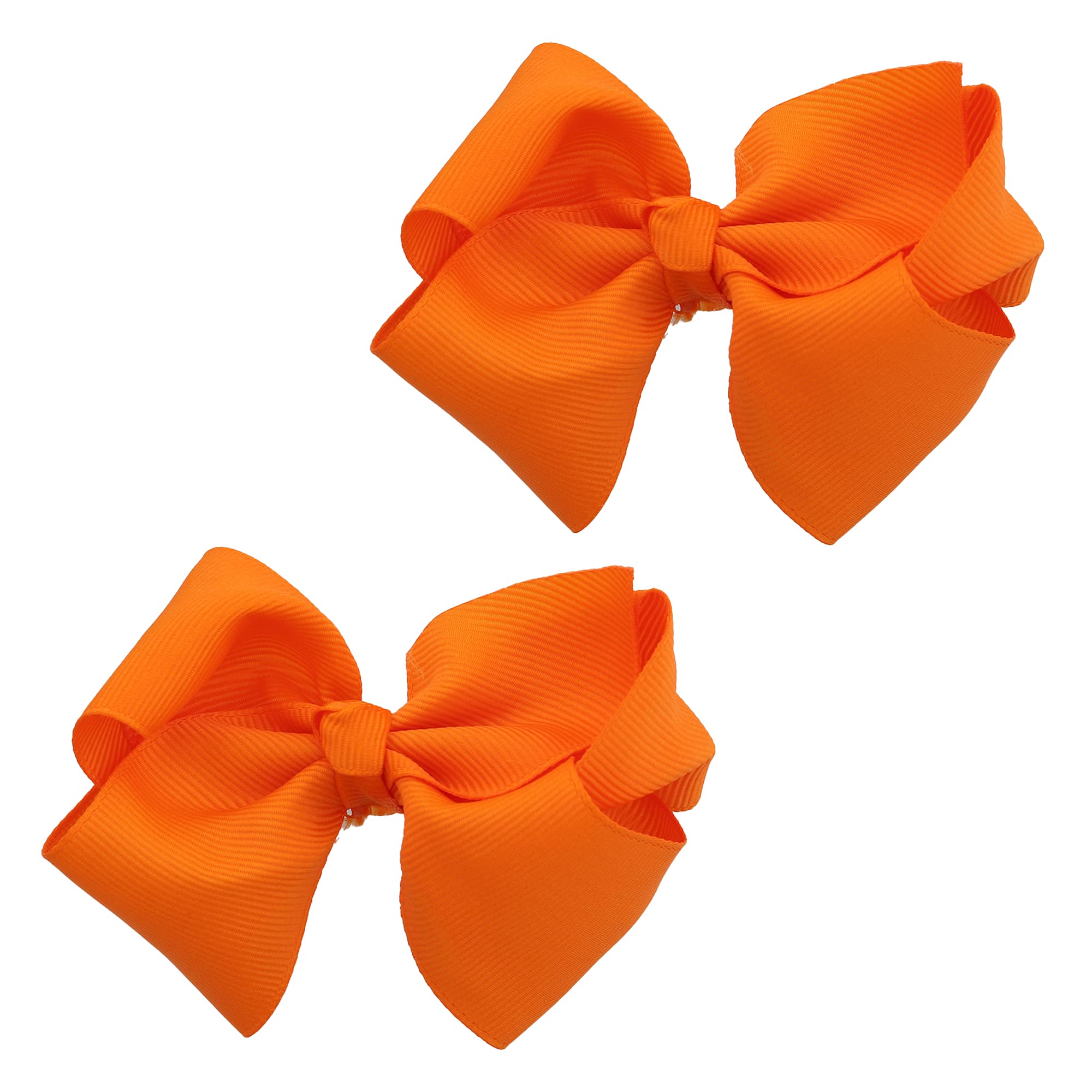Motique Accessories front view of two orange bows showing bright color and style