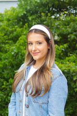 Motique Accessories headband worn in styled hair demonstrating secure non-slip hold