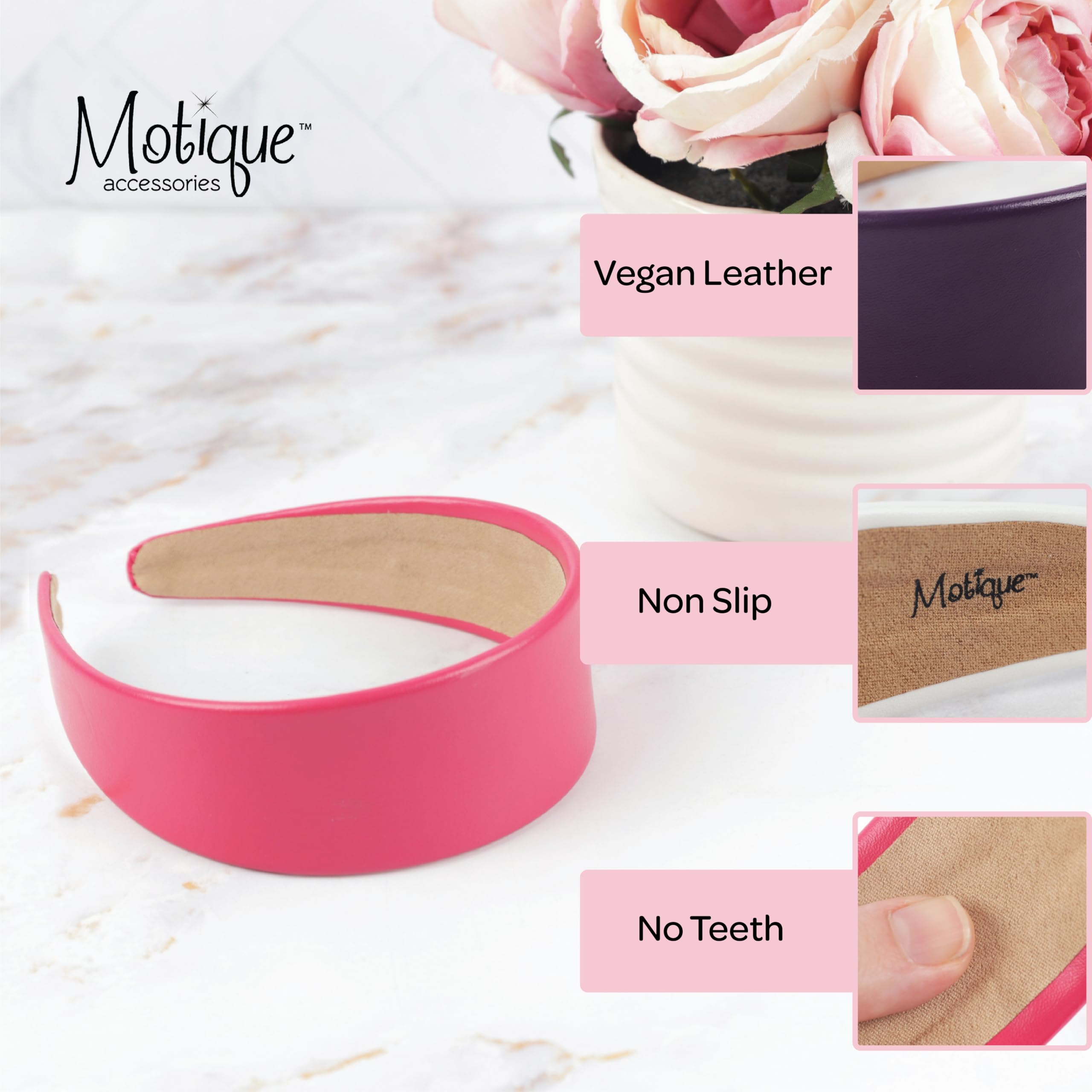Motique Accessories headband held in hands for size and scale, easy to carry