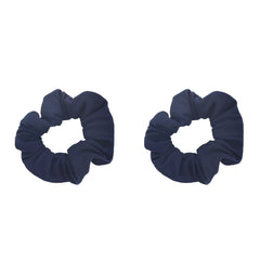 Motique Accessories navy scrunchies front view showing neat duo and color consistency benefit