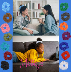 Motique Accessories scrunchie worn on wrist showing portability and convenience