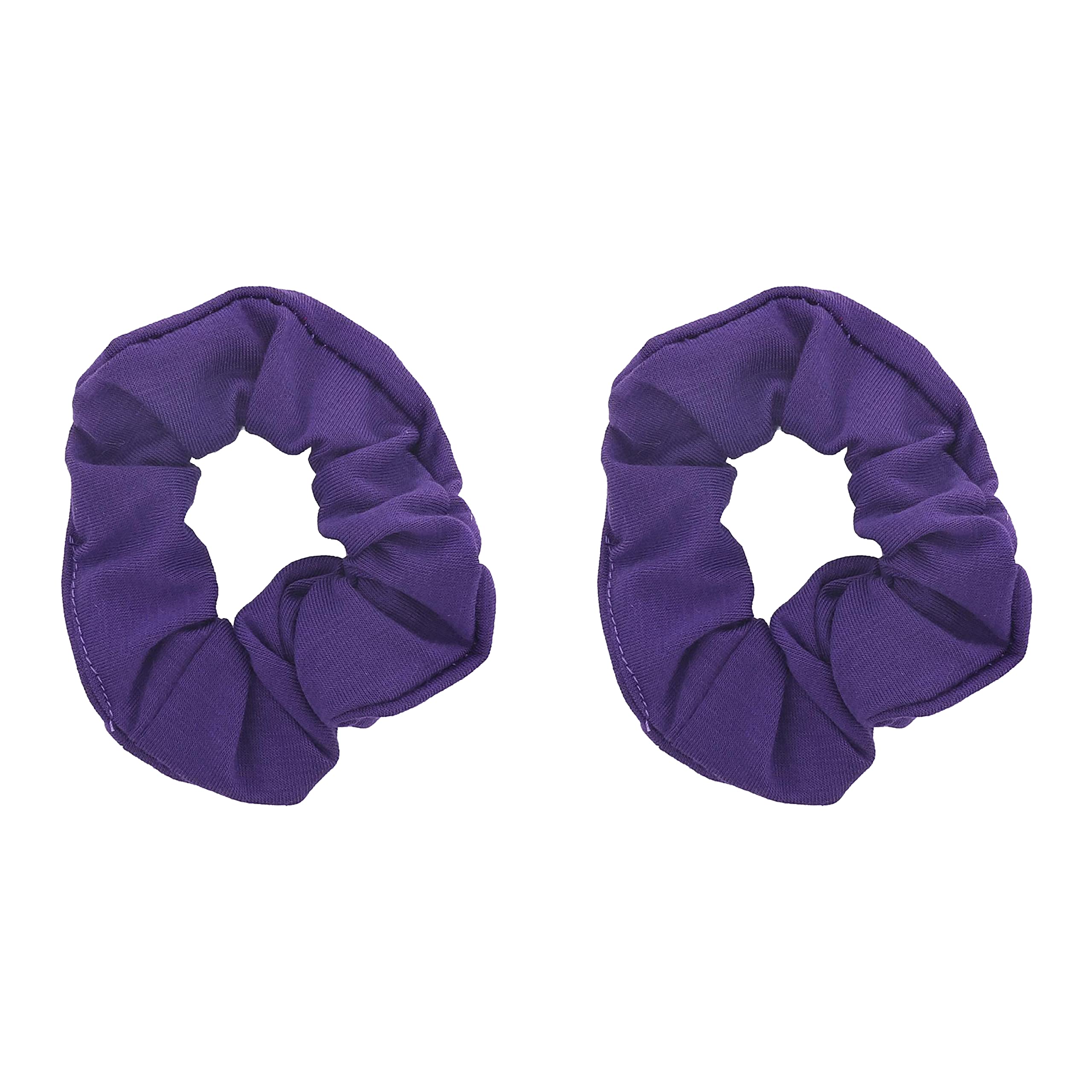 Motique Accessories solid purple scrunchies front view showing shape and color benefit gentle hold