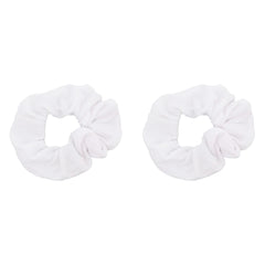 Motique Accessories front view showing two white scrunchies and even hold