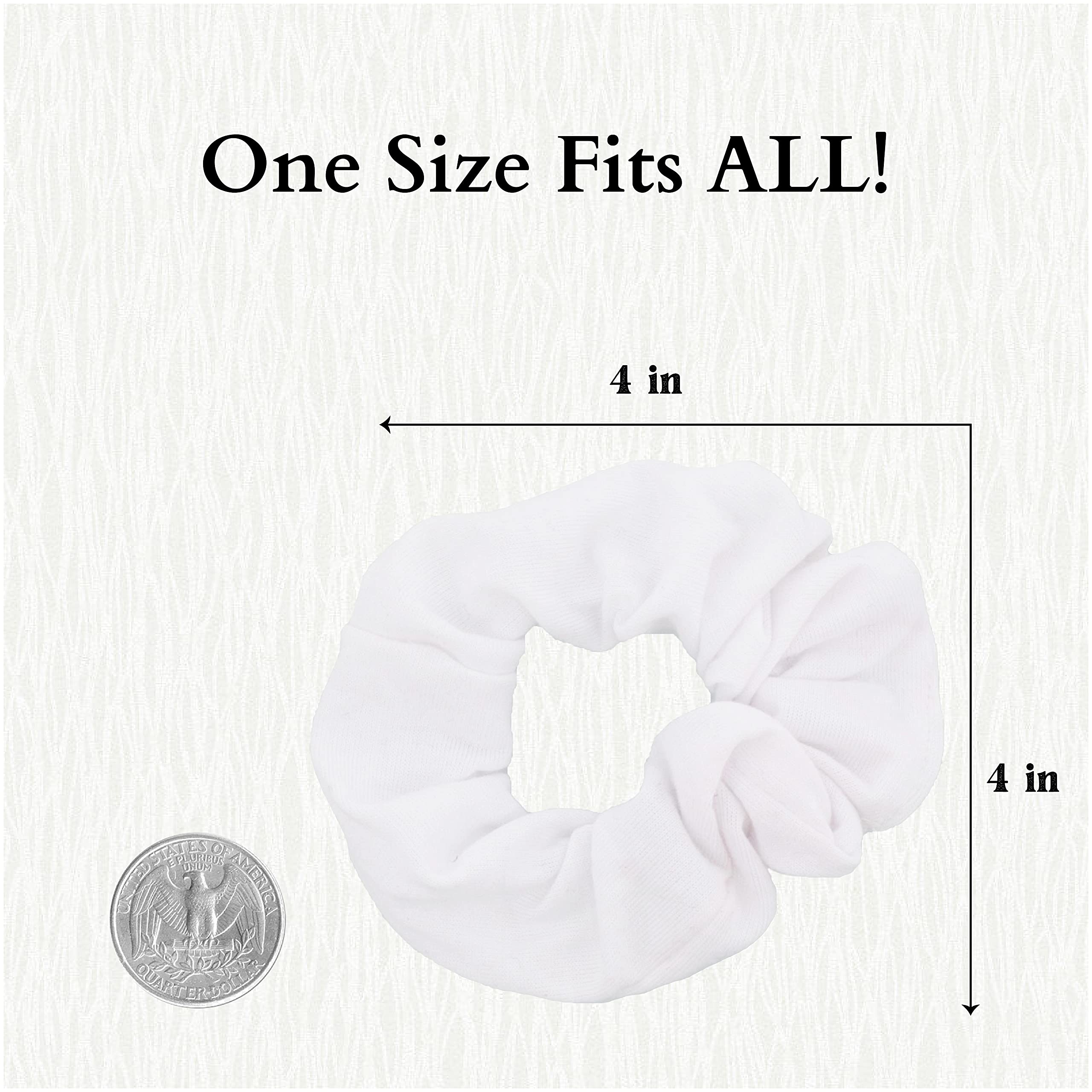Motique Accessories scrunchie beside ruler showing approximate four-inch size