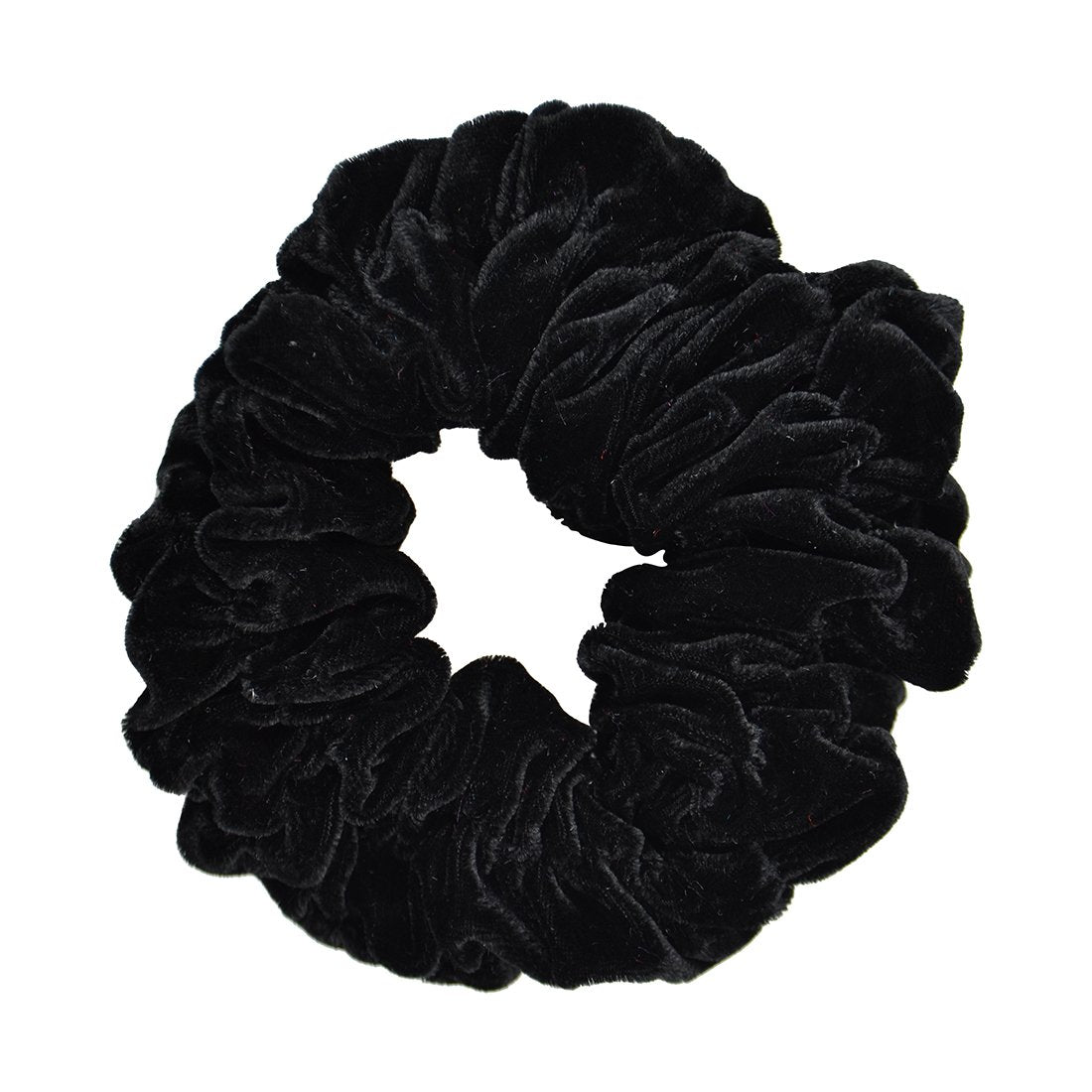 Motique Accessories black jumbo scrunchie front view showing full plush look and secure hold
