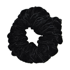 Motique Accessories black jumbo scrunchie front view showing full plush look and secure hold