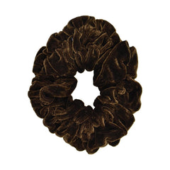 Motique Accessories brown jumbo scrunchy front view showing plush fabric and secure hold