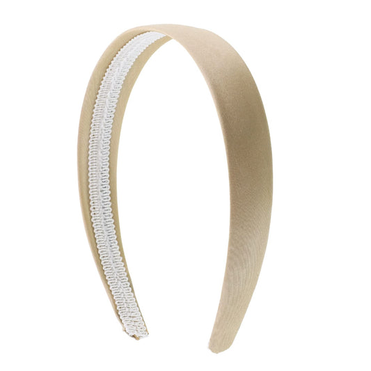 Motique Accessories champagne headband front view shows sleek polished style and secure fit