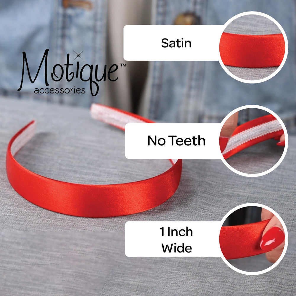 Motique Accessories headband next to ruler shows narrow one-inch width for subtle wear