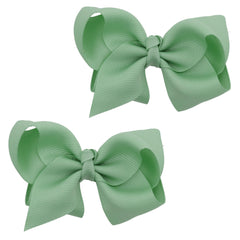 Motique Accessories front view of sea green bow pair showing neat ribbon finish and appeal