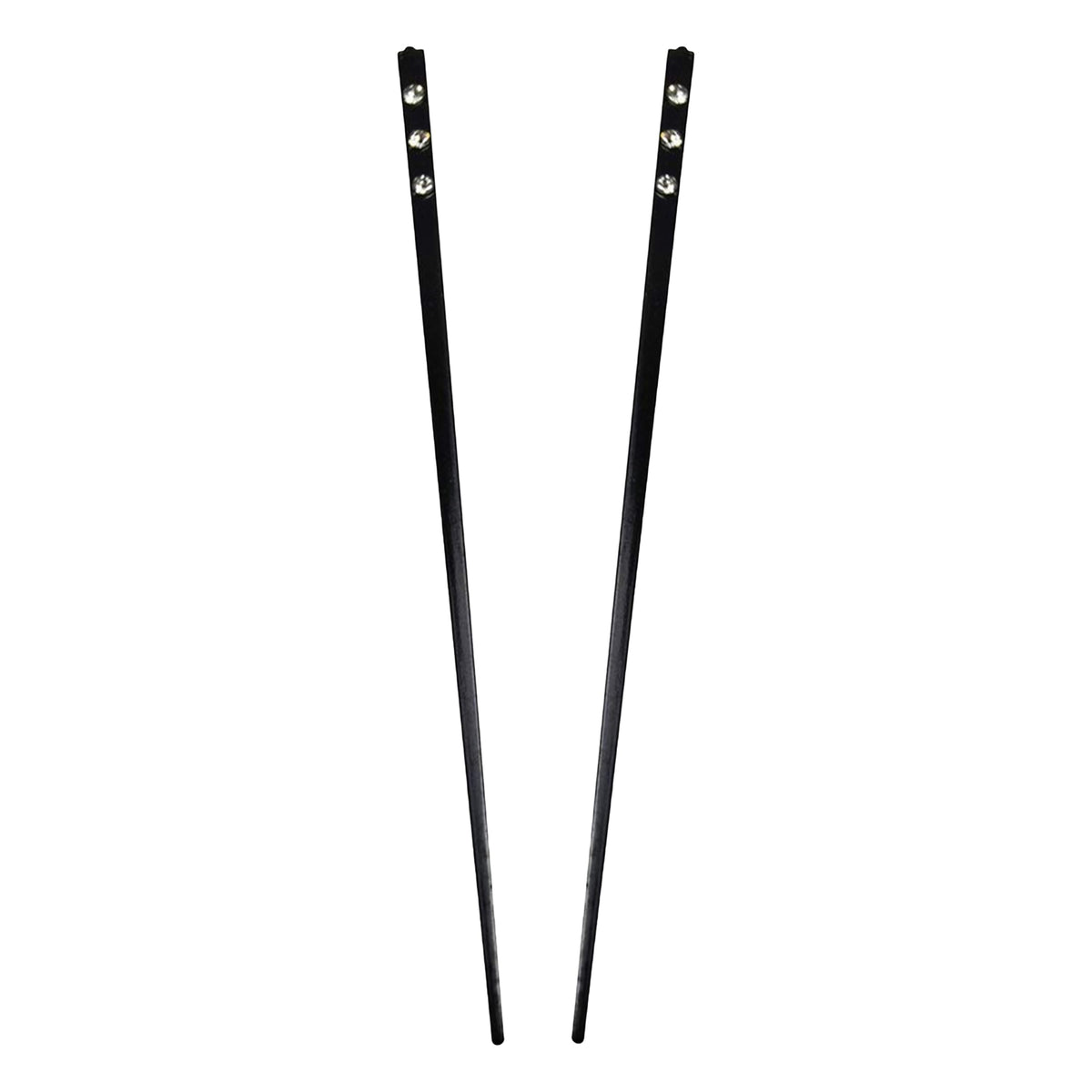 Motique Accessories front view of two black hair sticks, sleek styling benefit