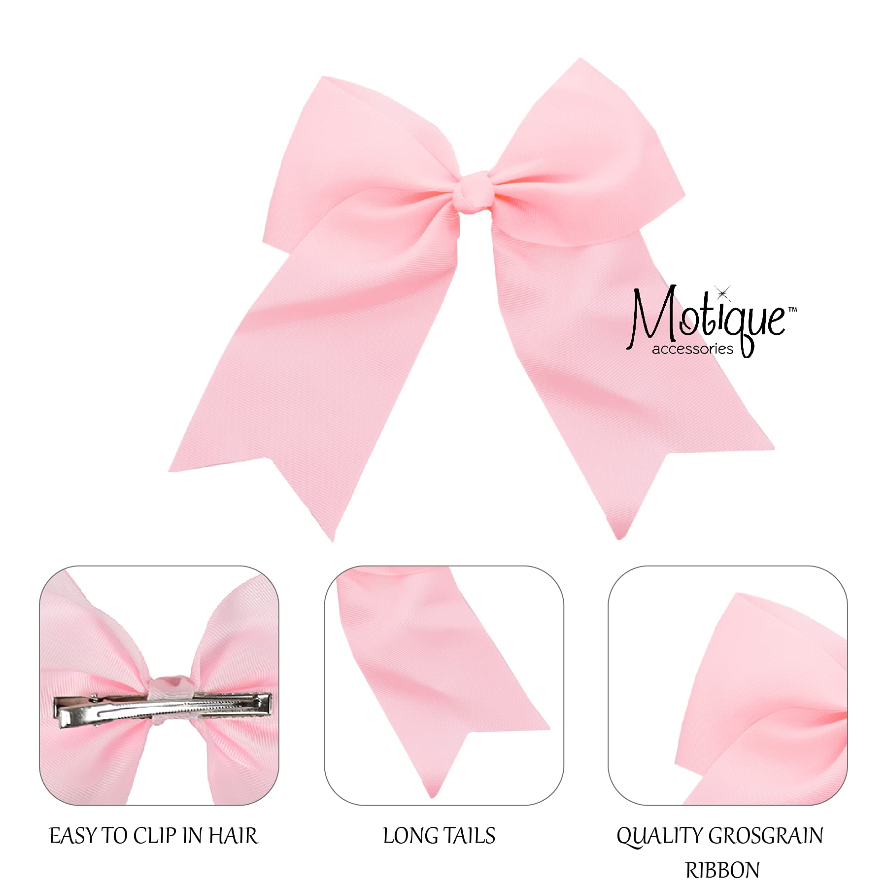 Motique Accessories bow clipped in hair lifestyle showing placement benefit: easy secure styling