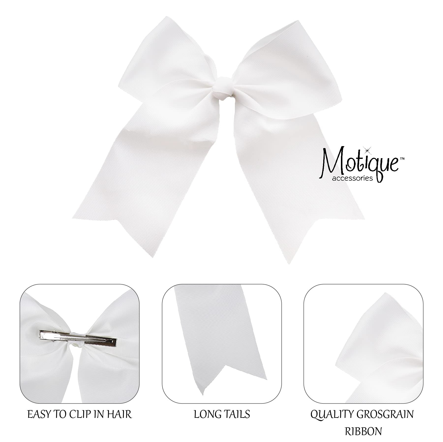 Motique Accessories close-up of grosgrain tails showing texture and length