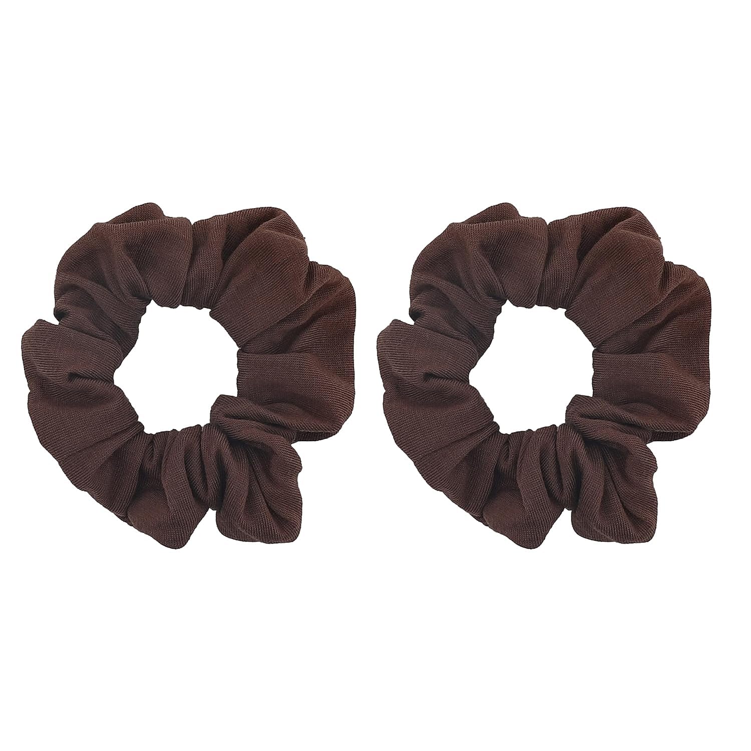 Motique Accessories front view of two brown scrunchies showing neutral style and secure hold