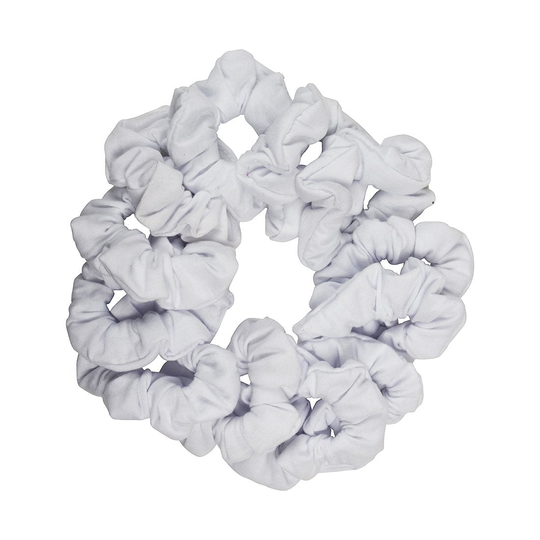 Motique Accessories white scrunchies full pack showing neat stacked arrangement and easy storage