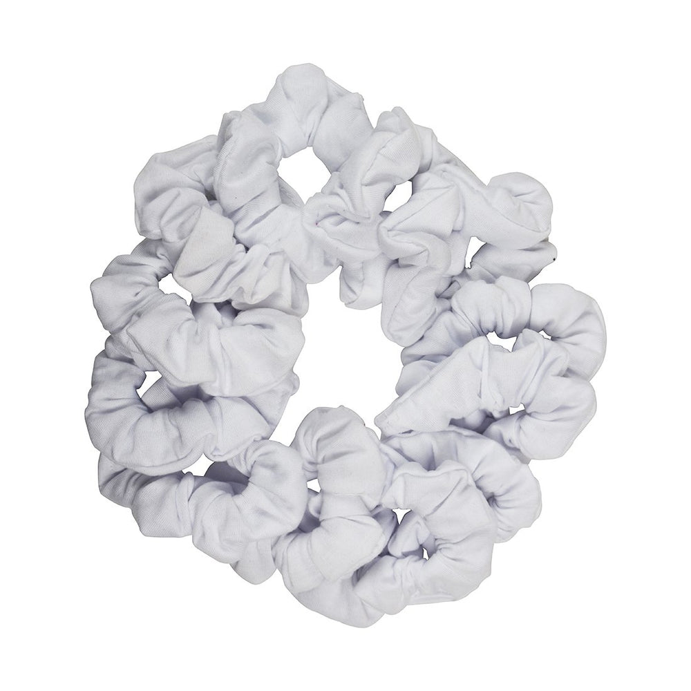 Motique Accessories white scrunchies full pack showing neat stacked arrangement and easy storage
