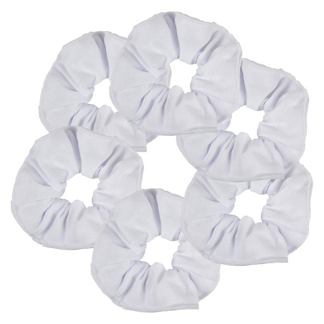 Motique Accessories white scrunchie front view showing neat gathered fabric and soft hold
