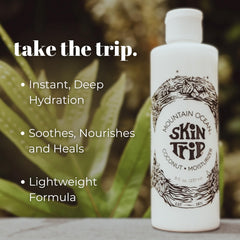 Mountain Ocean lotion texture close-up showing lightweight absorption