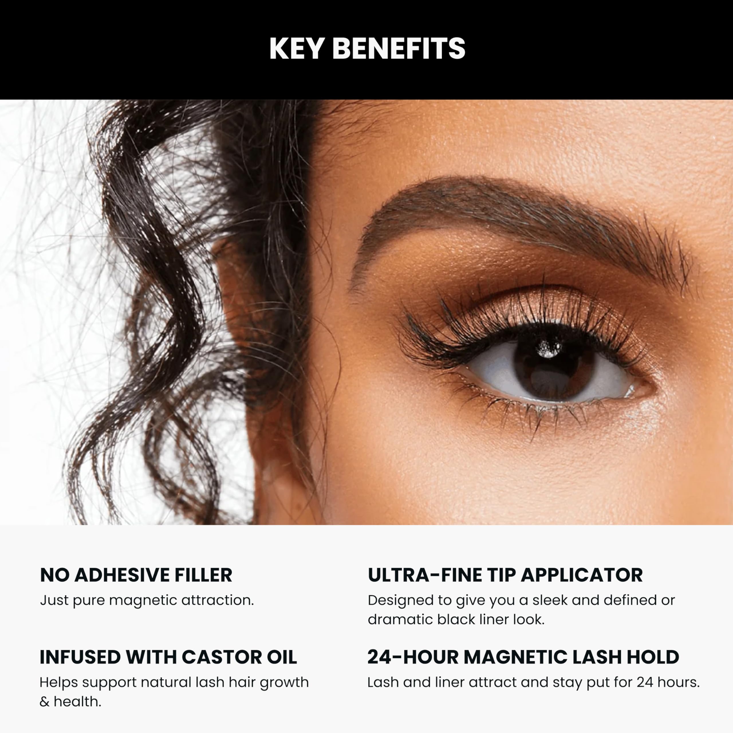 MoxieLash liner with magnetic lash in use illustrating secure hold