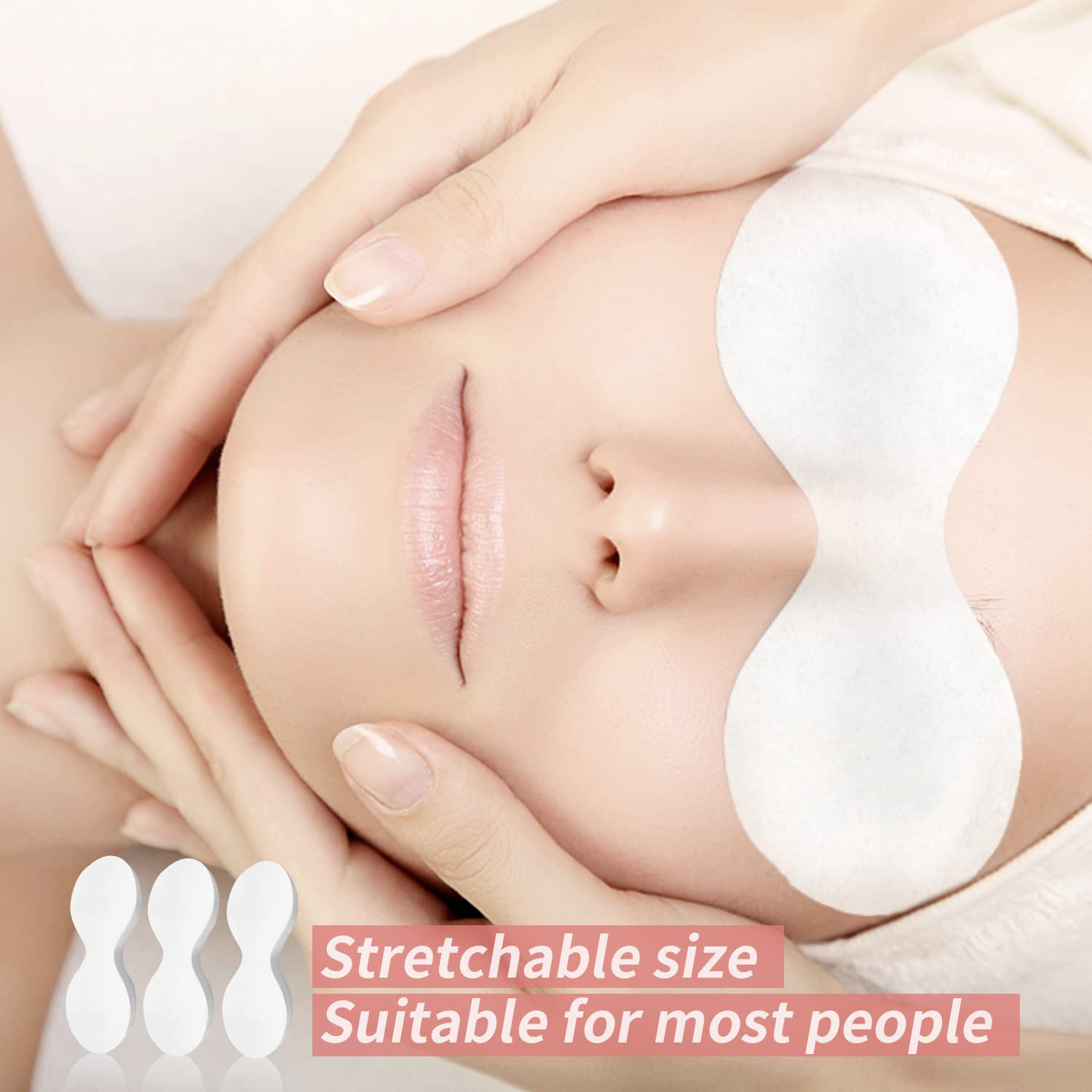MoyRetty disposable eye sheet in use during at-home spa treatment