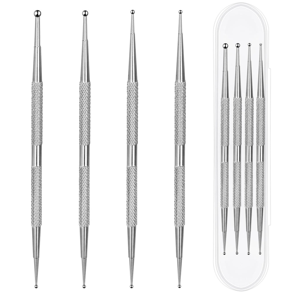 Mozeat Lens front view of 4-piece dotting tools showing kit and box for easy storage