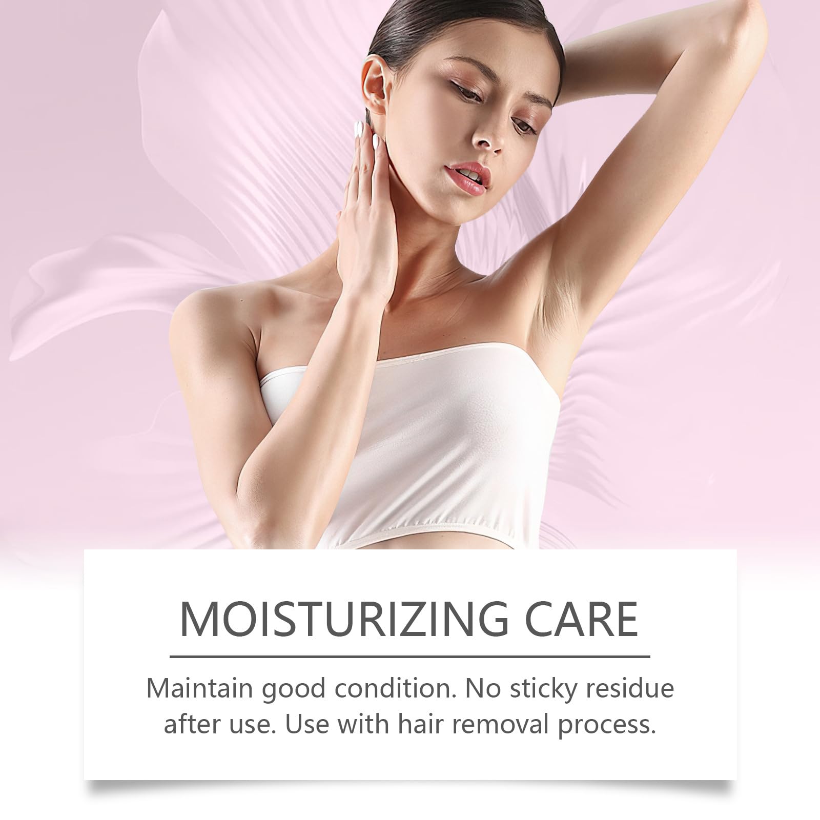 MQN applied to leg and bikini area showing gentle post-removal care benefit