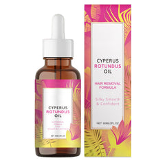 MQN bottle front view showing Cyperus Rotundus oil for slower regrowth and soothing