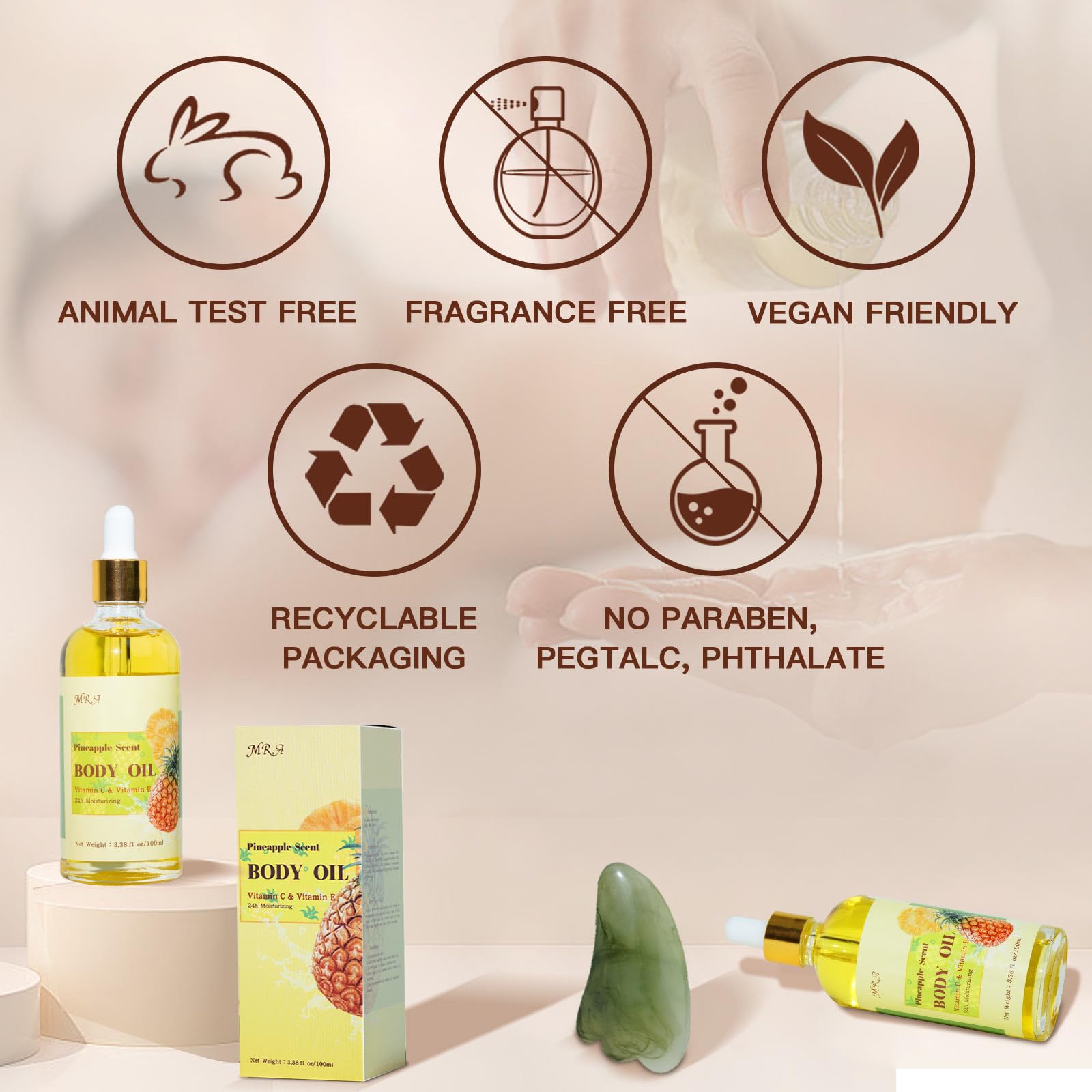 MR.A applying oil to hair ends, conveys reduced frizz and added shine benefit