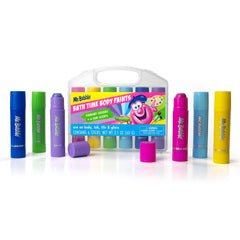 Mr. Bubble front packaging showing six colorful paint sticks and case, playful convenience