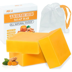 MR.A front packaging view showing turmeric soap benefits and clean design