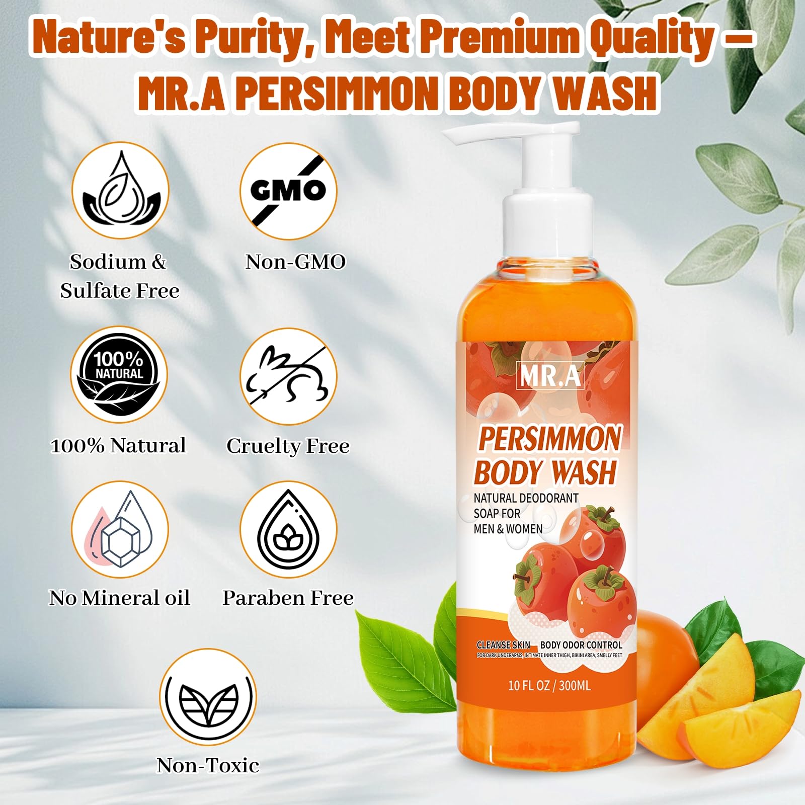 MR.A bottle in shower setting showing fresh-feeling daily use benefit