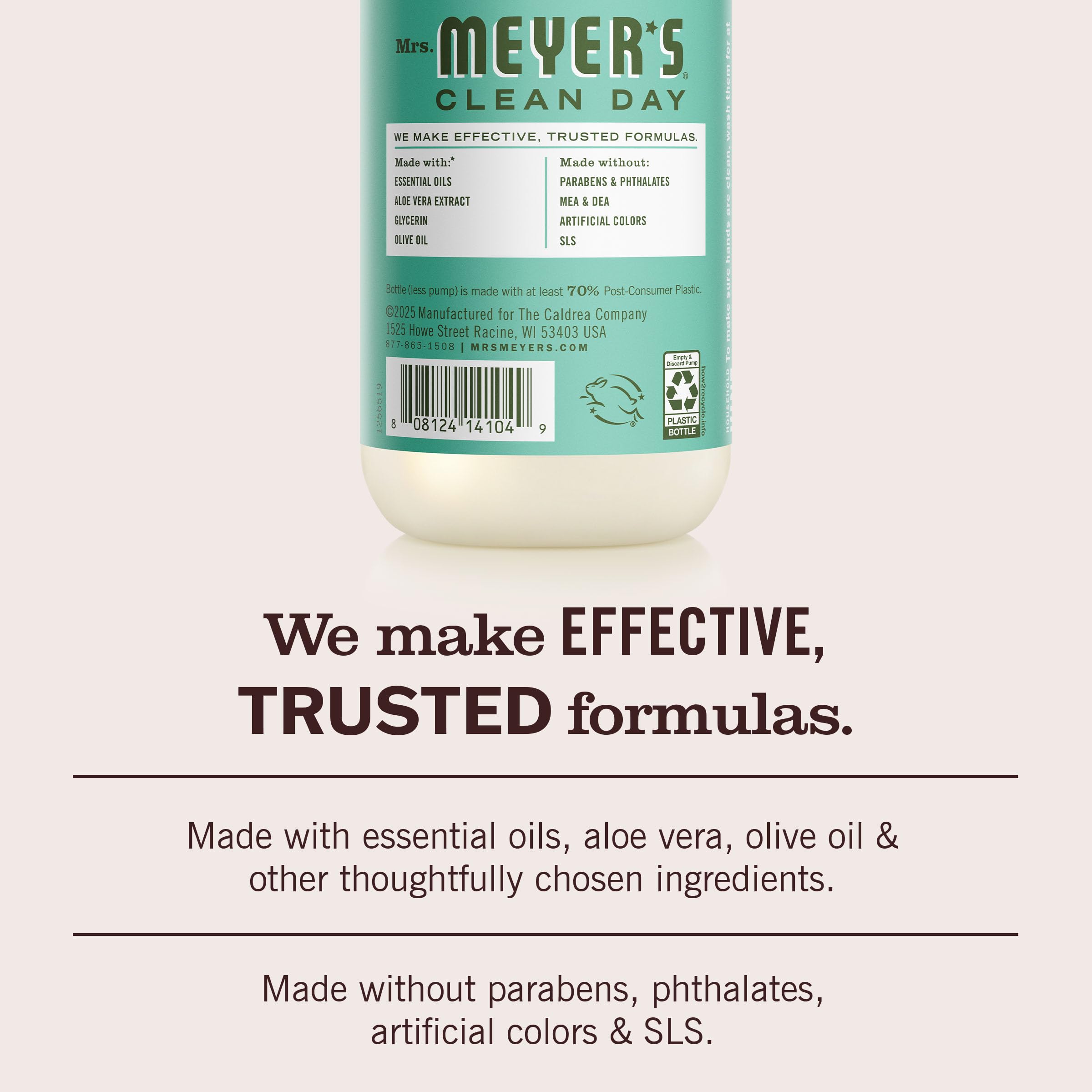 mrs. meyer's label ingredients view showing plant-based formula transparency