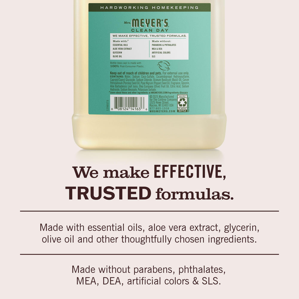 Lathered basil hand soap foam from Mrs. Meyer's showing moisturizing texture benefit