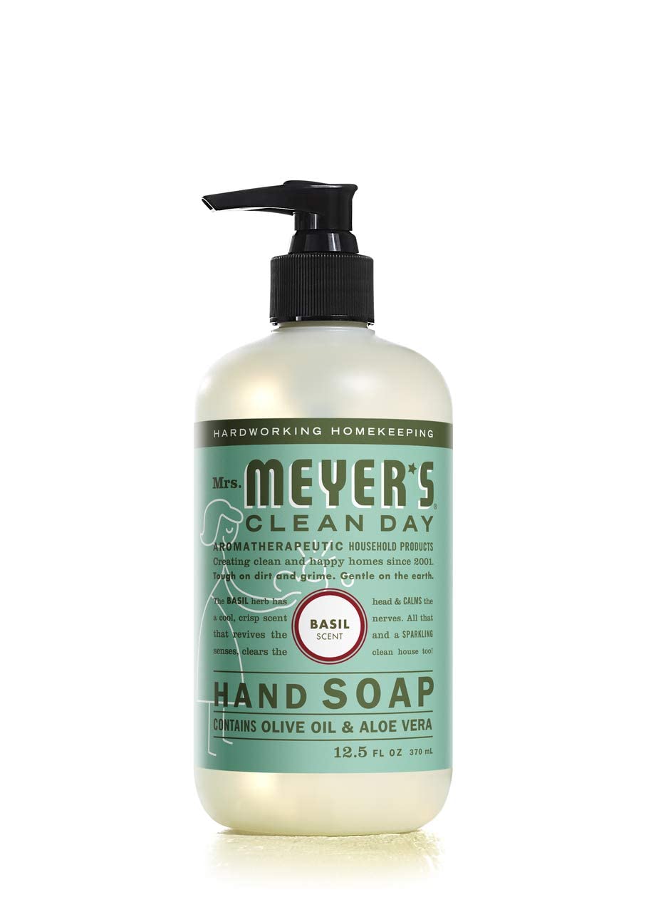 Mrs. MEYER'S on bathroom shelf styled for guest-ready look and pleasant Lavender fragrance mood