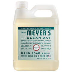 Mrs. MEYER'S front bottle view showing Birchwood label and easy refill benefit
