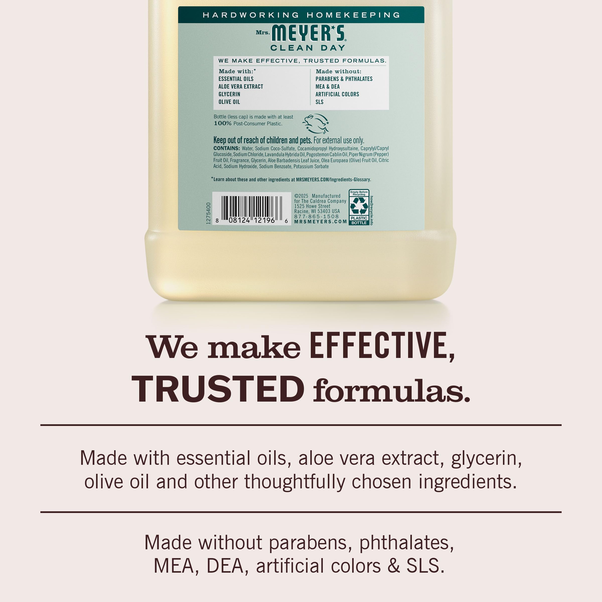 Mrs. MEYER'S soap foam texture demonstrating gentle lather and moisturizing feel